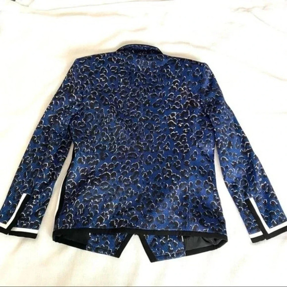 RARE BARBARA BUI MESH JACKET in BLUE LEOPARD Size M - Picture 14 of 16